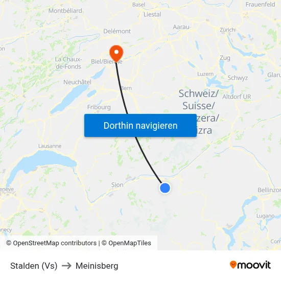 Stalden (Vs) to Meinisberg map