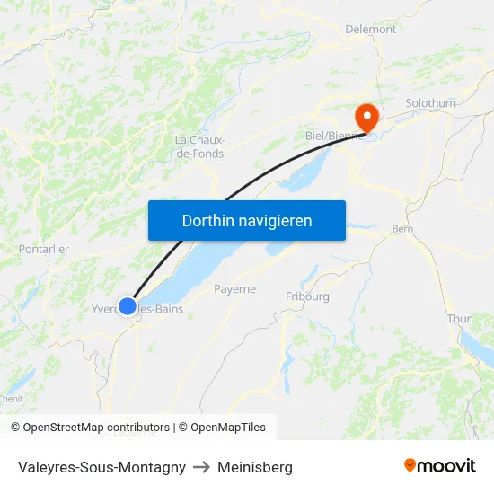 Valeyres-Sous-Montagny to Meinisberg map