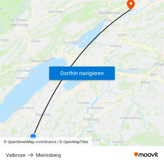 Valbroye to Meinisberg map