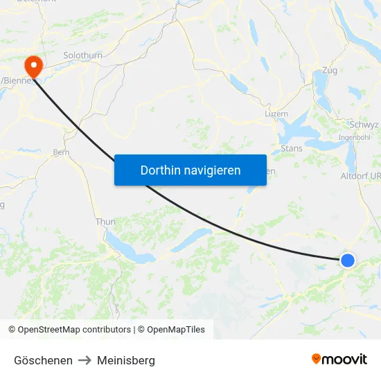 Göschenen to Meinisberg map