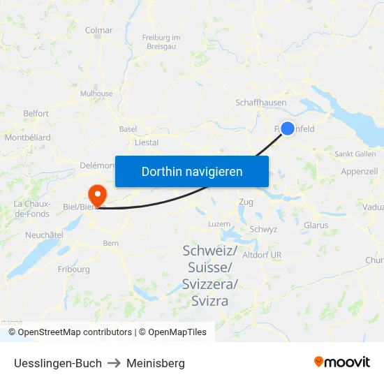 Uesslingen-Buch to Meinisberg map