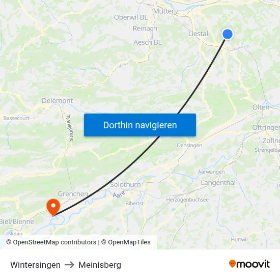 Wintersingen to Meinisberg map