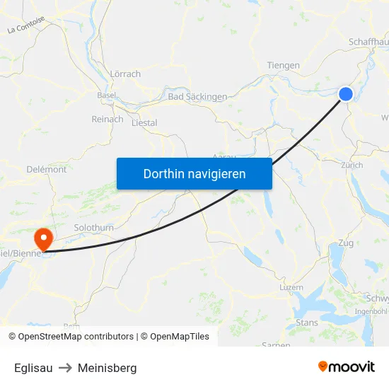 Eglisau to Meinisberg map