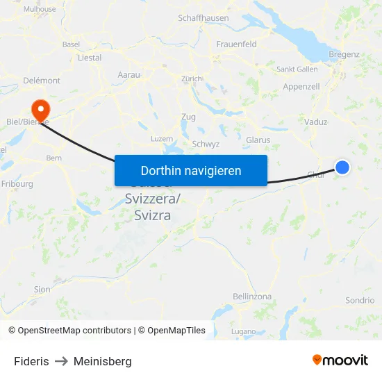 Fideris to Meinisberg map