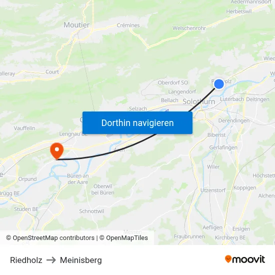 Riedholz to Meinisberg map