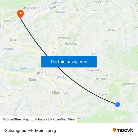 Schangnau to Meinisberg map