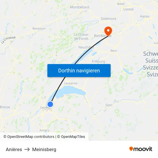 Anières to Meinisberg map