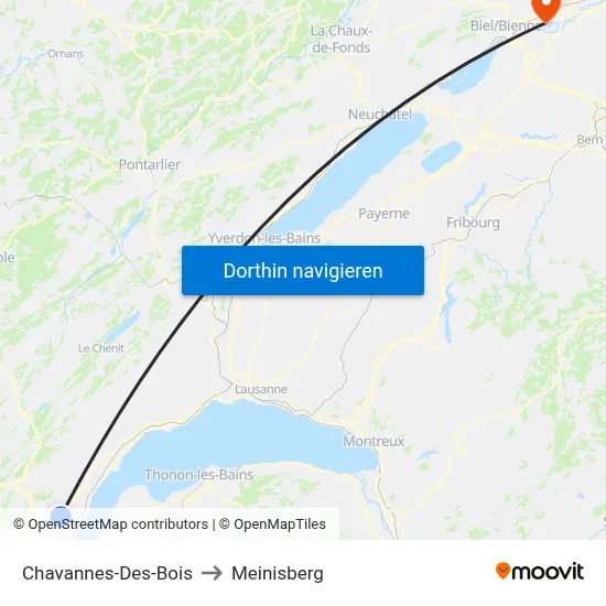 Chavannes-Des-Bois to Meinisberg map