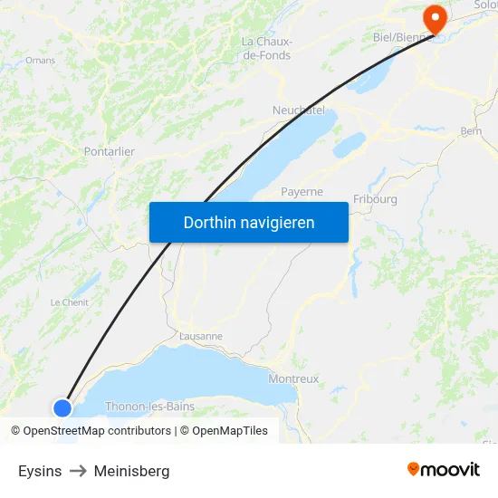 Eysins to Meinisberg map
