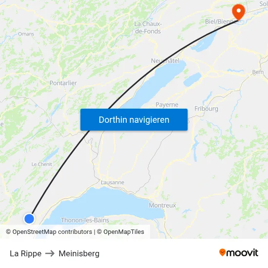 La Rippe to Meinisberg map