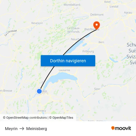 Meyrin to Meinisberg map