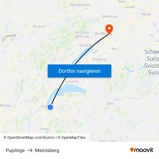 Puplinge to Meinisberg map