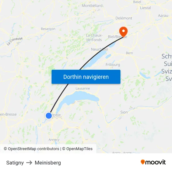 Satigny to Meinisberg map