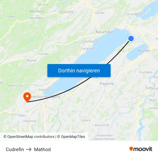 Cudrefin to Mathod map