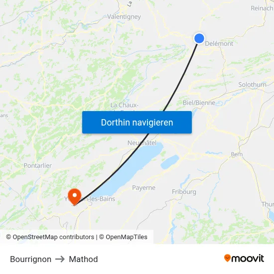 Bourrignon to Mathod map