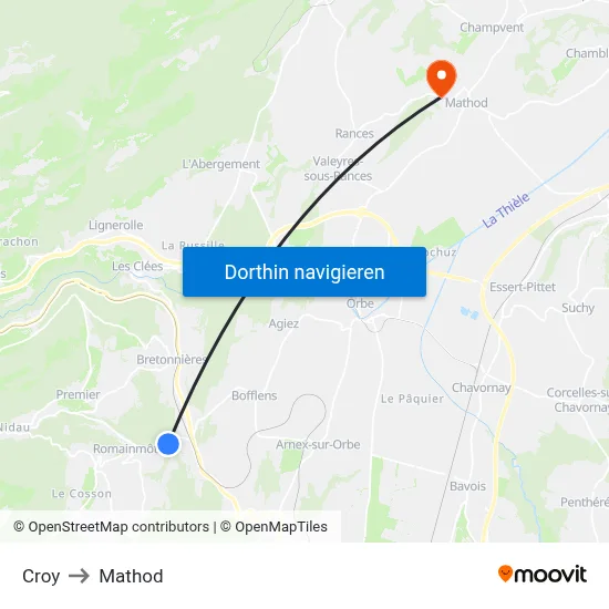 Croy to Mathod map