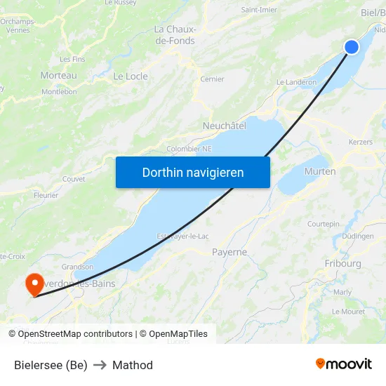 Bielersee (Be) to Mathod map