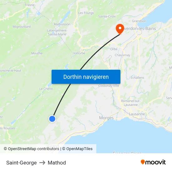 Saint-George to Mathod map
