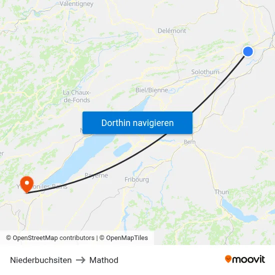Niederbuchsiten to Mathod map