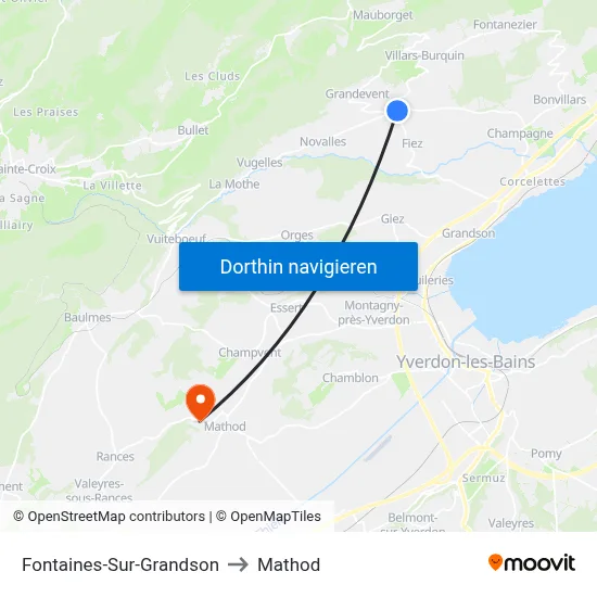 Fontaines-Sur-Grandson to Mathod map