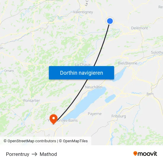 Porrentruy to Mathod map