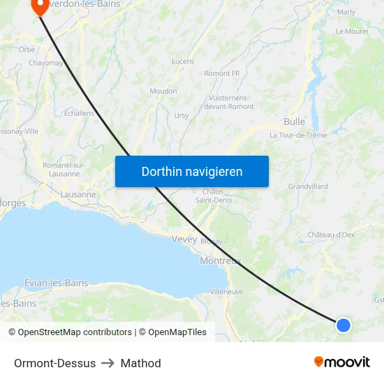 Ormont-Dessus to Mathod map