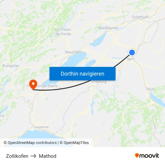 Zollikofen to Mathod map