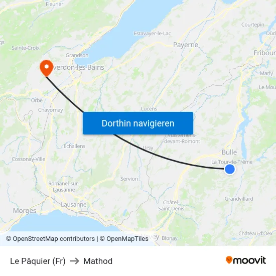 Le Pâquier (Fr) to Mathod map