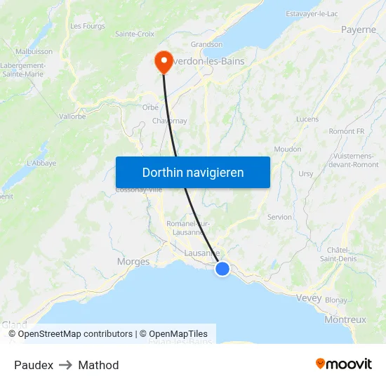 Paudex to Mathod map