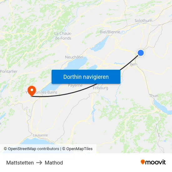 Mattstetten to Mathod map