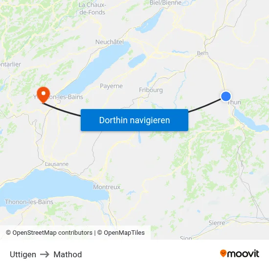 Uttigen to Mathod map