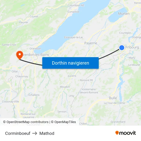 Corminboeuf to Mathod map