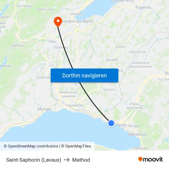 Saint-Saphorin (Lavaux) to Mathod map