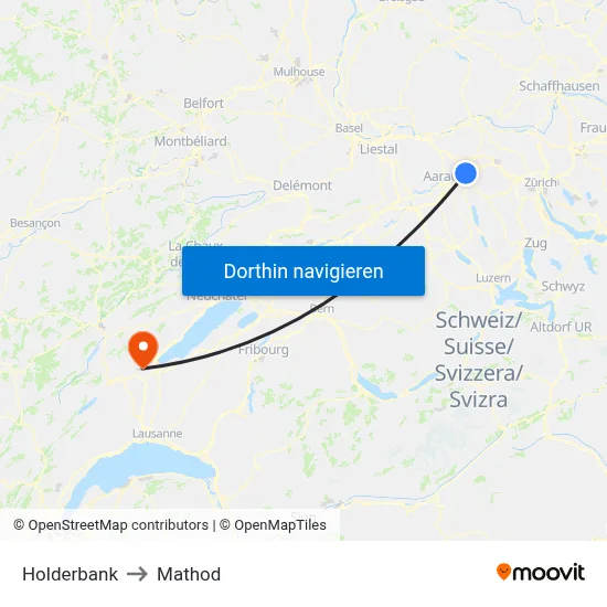 Holderbank to Mathod map
