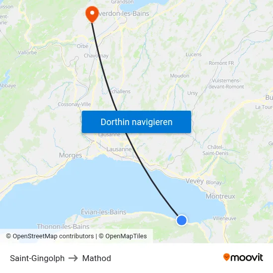 Saint-Gingolph to Mathod map