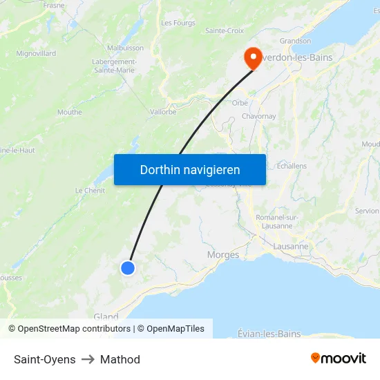 Saint-Oyens to Mathod map