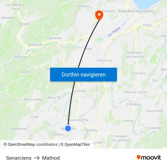 Senarclens to Mathod map