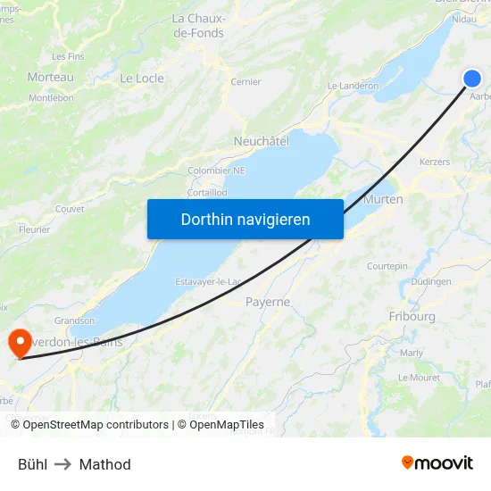 Bühl to Mathod map