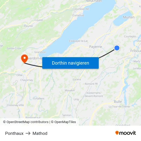 Ponthaux to Mathod map