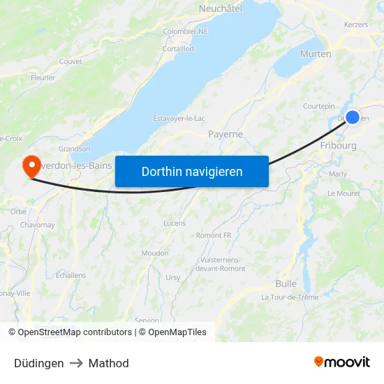Düdingen to Mathod map