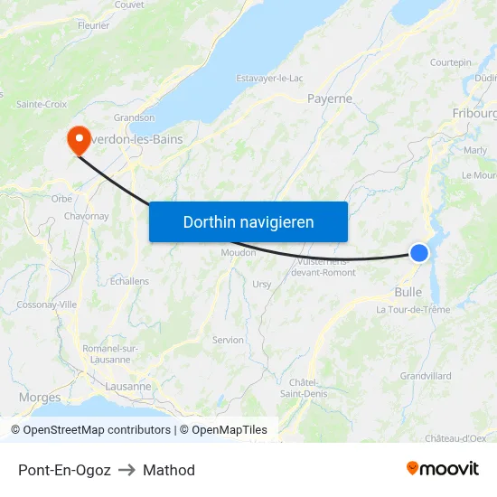 Pont-En-Ogoz to Mathod map