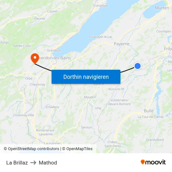 La Brillaz to Mathod map