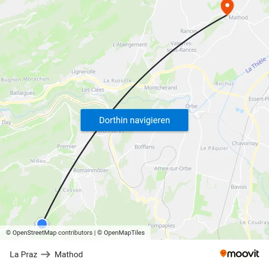 La Praz to Mathod map