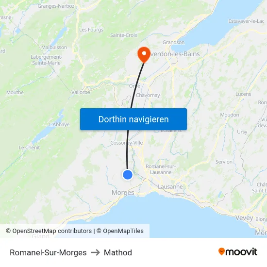 Romanel-Sur-Morges to Mathod map