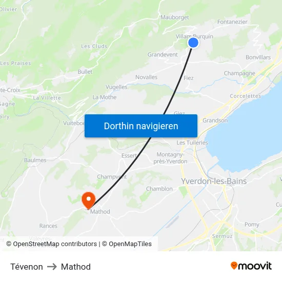 Tévenon to Mathod map