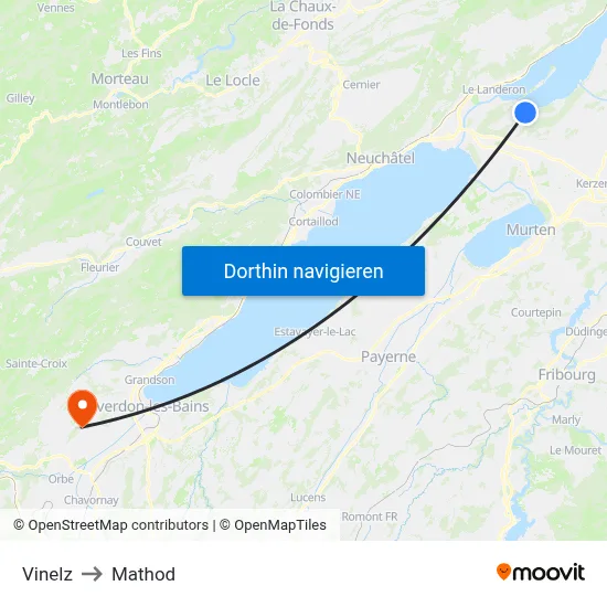 Vinelz to Mathod map