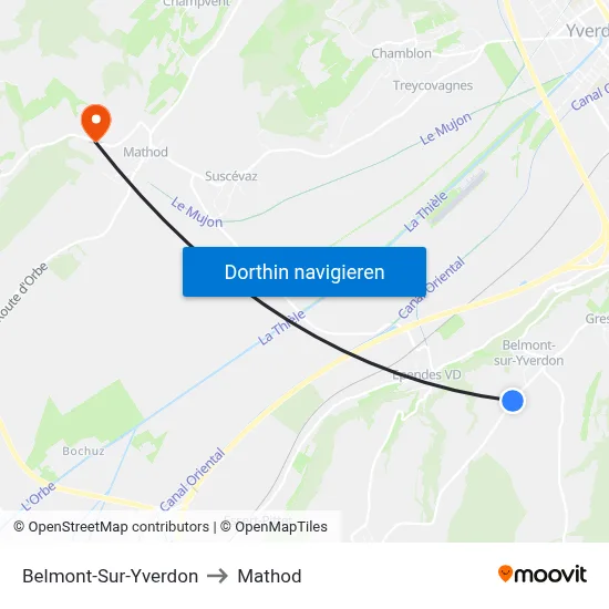 Belmont-Sur-Yverdon to Mathod map