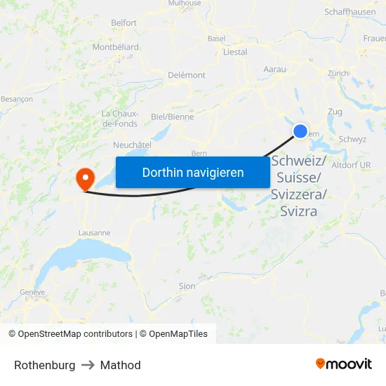 Rothenburg to Mathod map