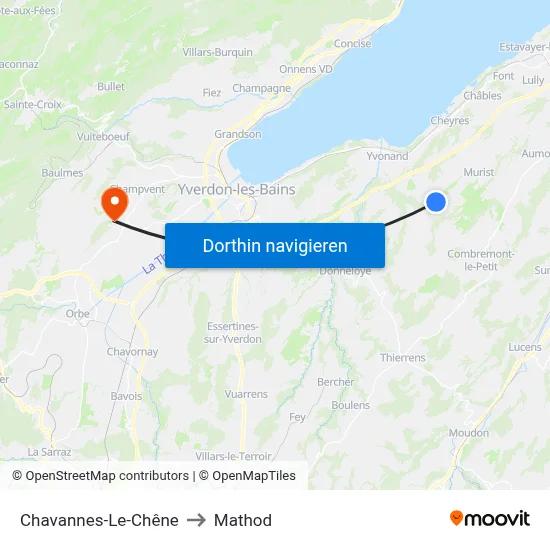 Chavannes-Le-Chêne to Mathod map