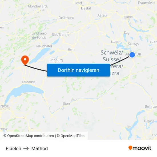 Flüelen to Mathod map
